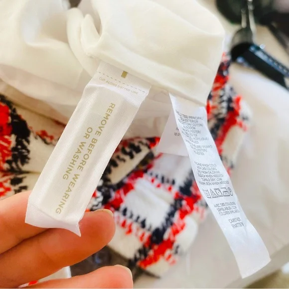 Ann Taylor Red & Black Plaid Tweed Button Down Front Knee Length Skirt Size 6 - Picture 8 of 8